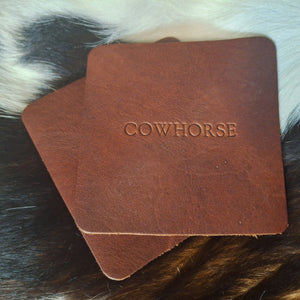 COWHORSE leather drink coasters